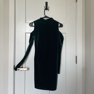 Emerald green velvet mini dress, medium